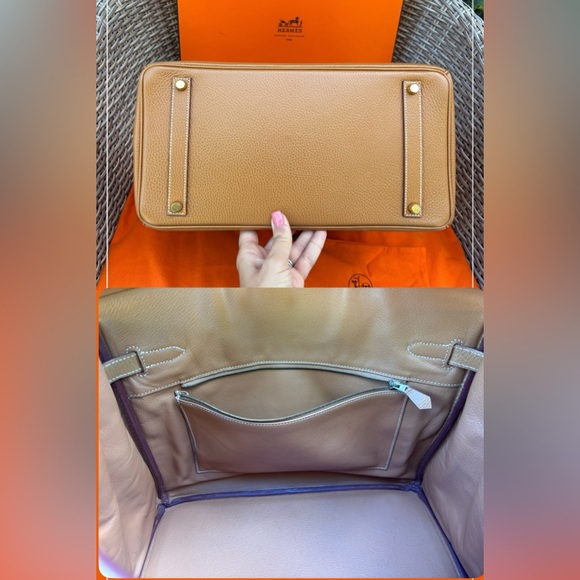 Authentic HERMES BIRKIN 35 natural brown Togo leather gold hardware with charm - Picture 12 of 16